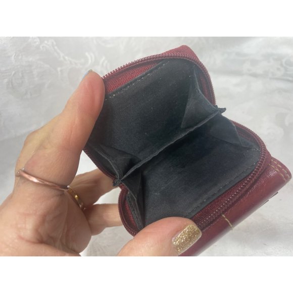 Vintage Red Leather Momoss Wallet Coin Purse 3.5”x2.5” - Picture 4 of 8
